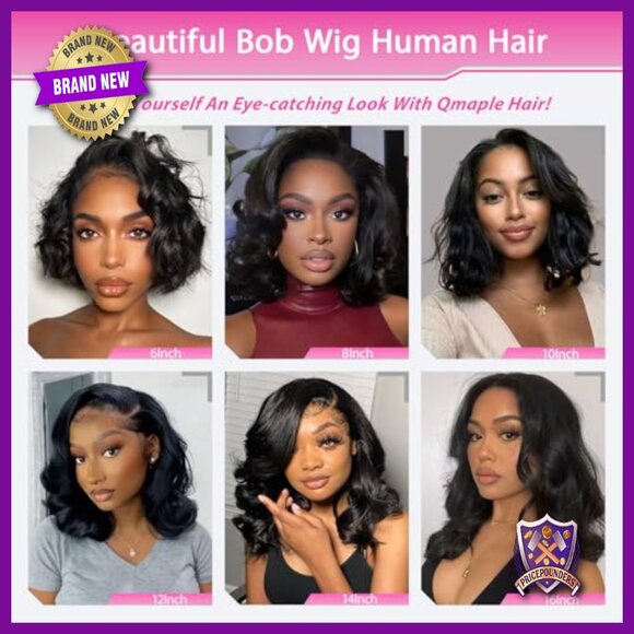 13x4 HD Lace Front Bob Wig 16 Inch Body Wave Human Hair 180% Density main image 5